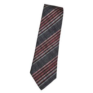 JOHN VARVATOS Men's Silk Blend Necktie DESIGNER Tie Gray Tartan W:3.2" EUC